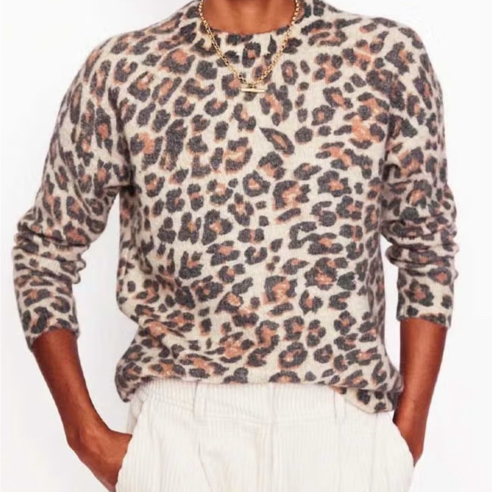 NWT Boden Leopard Print Crew Neck Sweater